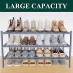 Smiry Long Bamboo Shoe Rack 3-Tier, Stackable Wooden Shoe Organizer for Entryway & Closet, Free Standing Wood Shoe Storage Sh