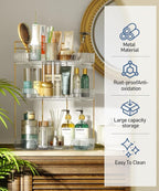 EUHOME 3-Tier Corner Bathroom Counter Organizer Makeup Cosmetic Storage, Tool-Free Installation Acrylic Vanity Shelf, Counter