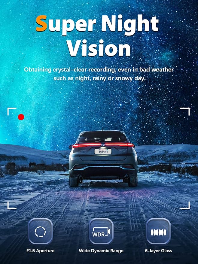 Dash Cam Front and Rear 4K+1080P, Free 64GB Card, Built-in WiFi, Dash Camera for Cars, Car Camera, Dual Dashcams for Cars wit