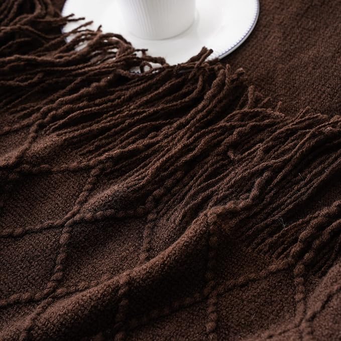 BATTILO HOME Dark Brown Throw Blanket for Couch, Chocolate Knit Throw Blankets for Home Decor, Decorative Brown Blanket for F