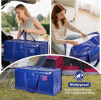 6 Pack Moving Bags with Full-Open Side Zipper, Extra Large 93L Heavy Duty Waterproof Foldable Storage Totes for College Dorm,