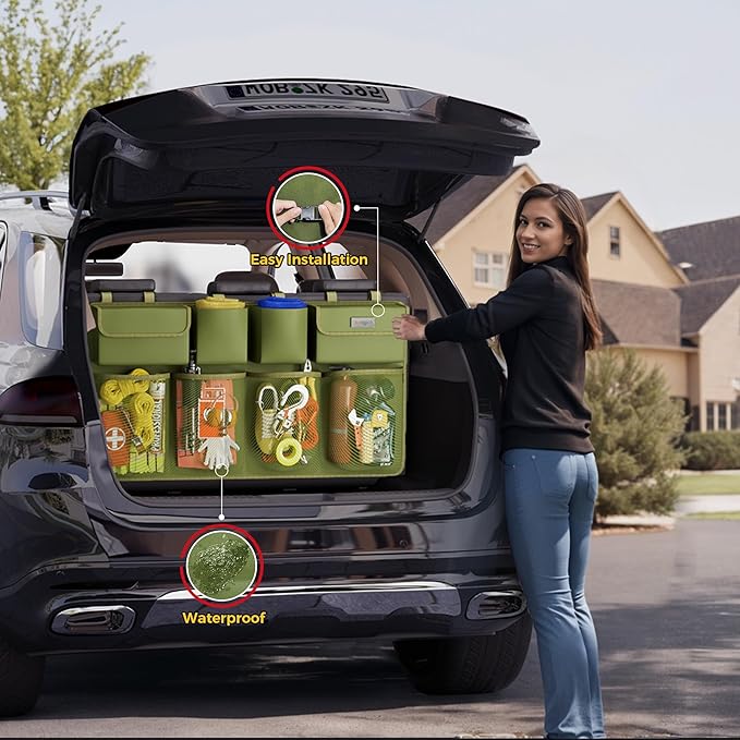 SURDOCA Car Trunk Organizer, LARGE CAPACITY Car Storage Bag with 8 Pockets, 7X Upgraded Trunk Storage Organizer for Car, SUV, Truck, MPV | for SUV, UPGRADED 7 Times, Space Saving Expert