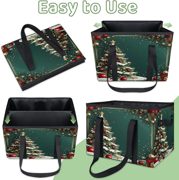 Reusable Grocery Bags Heavy Duty Shopping Bags Foldable Large Tote Bags with Long Handles & Hard Bottom