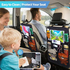 TCJJ Car Backseat Organizers with 10" Touch Screen Tablet Holder&9 Storage Pockets,Back Seat Organizer for Kids Waterproof Car Seat Organizer,Black/2 Pack