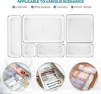 6 Pack Drawer Organizer - 3" X 6" Clear Acrylic Storage Bins with Non-Slip Pads, Versatile Desk Tray for Makeup, Jewelry, Kit