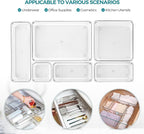 4 Pack Drawer Organizer - 3" X 6" Clear Acrylic Storage Bins with Non-Slip Pads, Versatile Desk Tray for Makeup, Jewelry, Kit