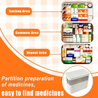 3-Tier Medicine Organizer with Detachable Pill Box, First Aid Kit with Handle, Portable Multipurpose Plastic Medical Box for 