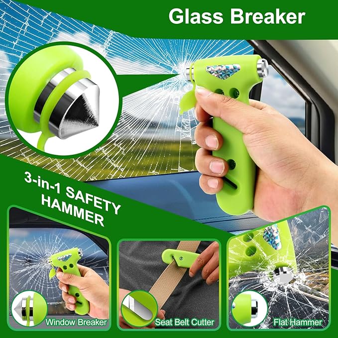 Car Window Breaker, Safety Hammer - 3 in 1 Escape Tools, Window Breaker Seatbelt Cutter, Roadside Emergency Kit with Light Re