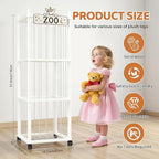 Stuffed Animal Storage Zoo Tower,56In Wooden Large Stuffed Animal Holder Organizer with Wheels,Stuffy Plushies Storage with E