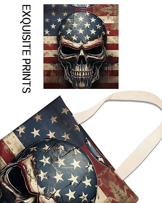 Car Trash Can, Durable Hanging Car Trash Garbage Bag, Cute Automotive Garbage Cans Organizer, American Flag Skull Print