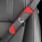 Car Seat Belt Cover 2 Pcs Leather Shoulder Pad with Bling Crown Protector Car Safety Strap Covers Accessories,Red