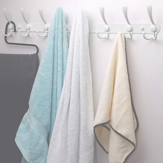 Dseap Coat Rack Wall Mount - 29.5” Long 8-Tri-Hooks Heavy Duty Coat Hanger Rail Wall Hooks for Hanging Coats Hats Clothing Cl