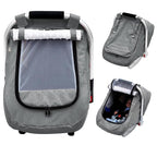 Carseat Covers Baby Boy, Waterproof Baby Car Seat Cover with 2 Layers Mesh & Sun Shade Window, Outdoor Infant Car Seat Canopy