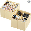 SpaceAid Shoe Organizer for Closet, 2 Pack Foldable Shoe Storage Containers Baskets Boxes Bins w/Adjustable Dividers, Fits 16