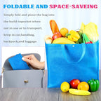 Boao 48 Pack Reusable Grocery Bags 13''L x 9.4''W x 15''H Large Foldable Shopping Tote Bag Non Woven with Handle and Button