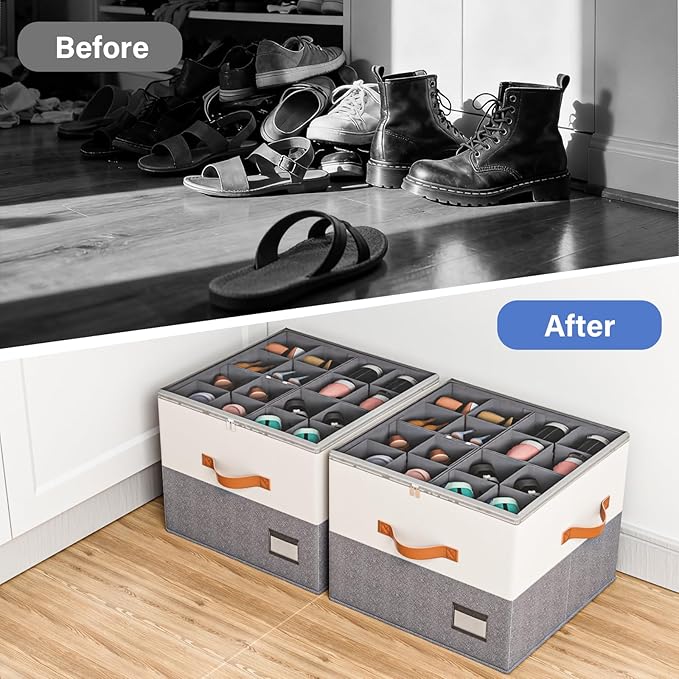 Dayacoco 1 Pack Shoe Organizer for Closet, Fits Up to 16 Pairs, Foldable Shoe Storage Organizer, shoe containers with Clear C