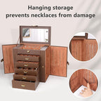 Kendal Extra Large Jewelry Box Jewelry Case PU Leather 6 Tier 5 Drawers Large Storage Capacity with Mirror Jewelry Storage Or
