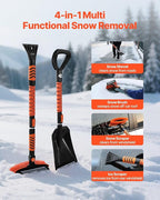 Snow Shovel and Snow Brush 42 in Extendable Snows Broom & Ice Scraper with 180° Pivoting Head Non-Slip Grip Portable Winter Snows Removal Tools for Cars Trucks SUVs Vehicle