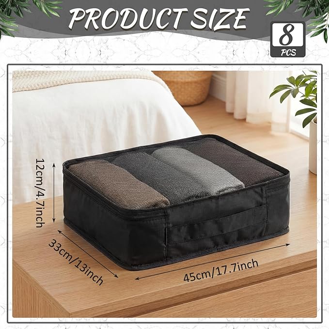 Silkfly 8 Pcs XL Packing Cube for Travel Luggage Organizer Suitcase High Capacity Large Packing Bag Bulk Reusable Mesh Travel