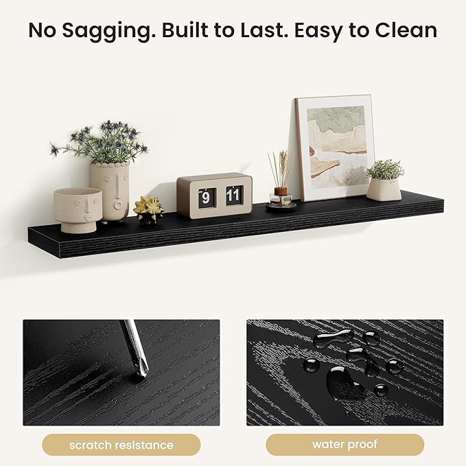 Fun Memories Floating Shelves for Wall, Rustic Wood Wall Mounted Shelves for Bathroom, Bedroom, Living Room & Kitchen, Storag