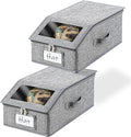 2 Pack Grey Hat Organizer for Baseball Cap, Hat Storage for Closet with Clear Window, Breathable Fabric Hat Box for Snacks, T