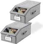 2 Pack Grey Hat Organizer for Baseball Cap, Hat Storage for Closet with Clear Window, Breathable Fabric Hat Box for Snacks, T