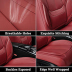 Coverado Universal Seat Covers Full Set, Universal Seat Covers for Cars, 5 Seats Waterproof Nappa Leather Car Seat Covers wit