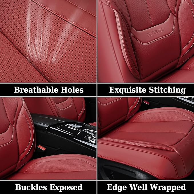 Coverado Universal Seat Covers Full Set, 5 Seats Universal Seat Covers for Cars, Waterproof Faux Leather Car Seat Covers with