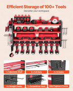 VEVOR Power Tool Organizer Wall Mount, 4-Layer Storage Rack with 8 Drill Holders, Tools Holder and Storage Rack with Side Peg