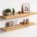 fuqing Live Edge Floating Shelves for Wall 30 inch, 8 Inch Deep Solid Elm Wood Floating Wall Shelves - Rustic Wooden Shelves 