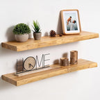 fuqing Live Edge Floating Shelves for Wall 30 inch, 8 Inch Deep Solid Elm Wood Floating Wall Shelves - Rustic Wooden Shelves 