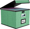 Huolewa File Organizer Box with Lid, Collapsible File Folder Organizer for Office Document Storage, Filing Box with Plastic S