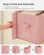 SONGMICS Storage Cubes, 11-Inch Non-Woven Fabric Bins with Double Handles, Set of 6, Closet Organizers for Shelves, Foldable,