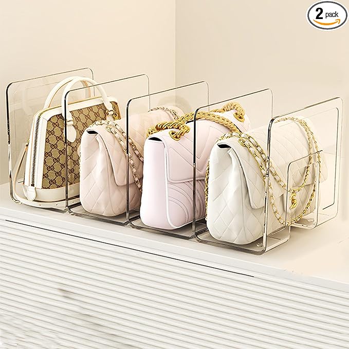 Gisipameis Acrylic Purse Organizer for Closet, 8-Slot Bag & Purse Organizer, No Assembly, Clear Handbag Storage Shelf .for Sh