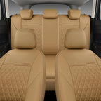 CAR PASS Faux Leather Seat Covers Full Set, Quilting Waterproof Premium Automotive Seat Cover with 5mm Composite Sponge Insid
