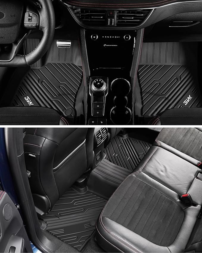3W Floor Mats Custom Fit for 2020-2023 2024 2025 Ford Explorer 7 Passenger, All Weather TPE Full Set Car Accessories Floor Liner Including 3 Rows Car Mats (Includes Explorer Hybrid)