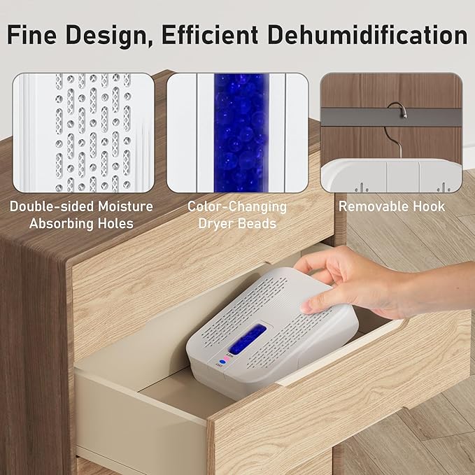 Rechargeable Small Dehumidifier, Portable Mini Dehumidifier for Bathroom, Highly Efficient Dehumidification, Energy Saving,