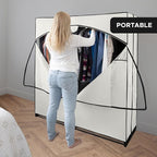HOLDN’ STORAGE Portable Wardrobe Closet - 65 lb Large Capacity, Internal Heavy Duty Metal Rod, Zipper & Clear Window, Durable
