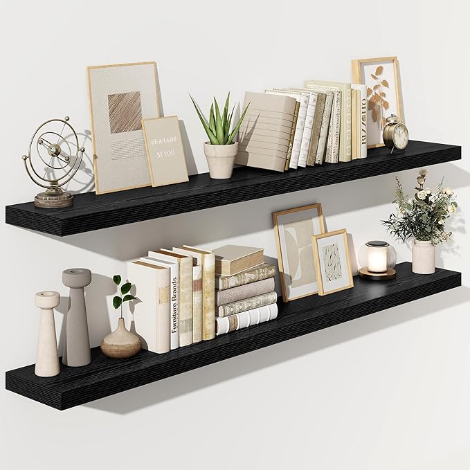 Fun Memories 66 Inch Fireplace Mantel Shelf with Invisible Bracket, 8 Inch Deep Floating Shelf for Living Room, Kitchen, Farm