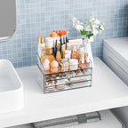 Yieach Acrylic Make up Organizers for Counter,Desk and Vanity,2 Pack Stackable Bathroom Counter Organizer with Drawers,Large 