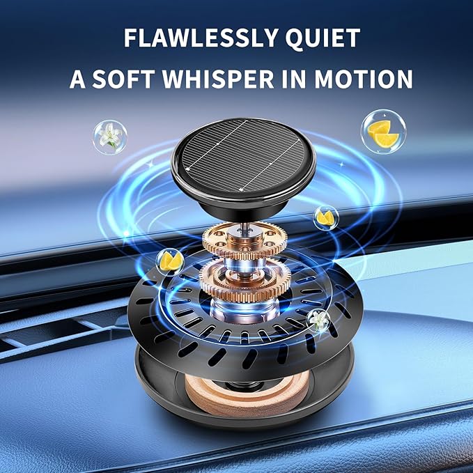 Kwak's Car Air Freshener,Rotating Solar Aromatherapy Essential Oil Diffuser Scent Car Decoration Automotive Interior Accessor