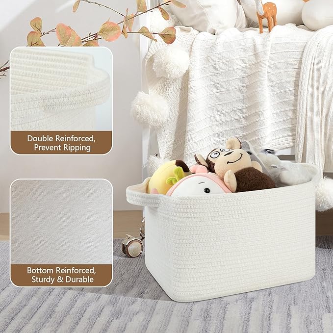 OIASKET Storage Baskets for Organizing, Woven Baskets for Shelves, Rectangle Decorative Organizer for Storage Clothes, Toy, B