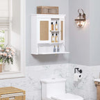 Spirich Bathroom Wall Cabinet Over Toilet, Boho Rattan Medicine Cabinet with Adjustable Shelf, Space-Saving Wall Mount Storag