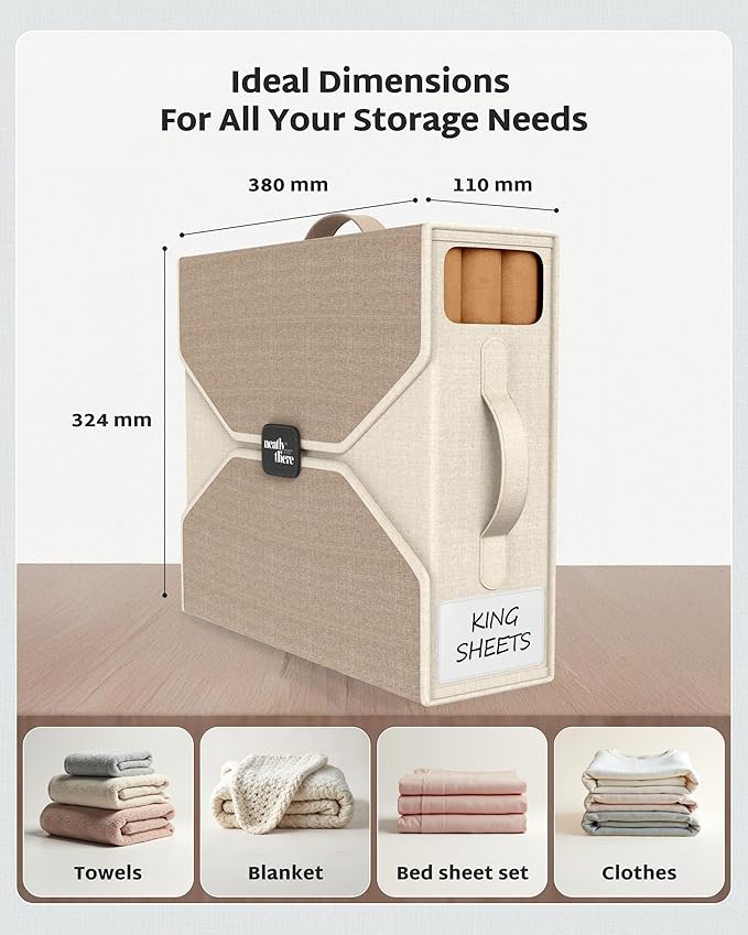 6 Pack Bed Sheet Organizer - Foldable Bedsheet Organizers and Storage, Sturdy Sheet Holder with Window, Labels & Handles for 