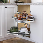 DWVO Corner Cabinet Pull-Out Organizer, 2-Tier Blind Corner Shelf with 270° Swing-Out Tray, Right Swing, Heavy-Duty Chrome Pl