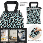 Car Trash Bag Large Hanging Can for Back of Seat, Cute Waterproof Car Garbage Bag for Vehicle, Travelling, Outdoor Cute Blue Black Leopard