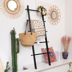 5-Tier Blanket Ladder – 4.8 Ft Wall Leaning Quilt Rack, Farmhouse Blanket Storage for Living Room, Bedroom & Bathroom – Rusti
