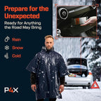 PREPARED4X Emergency Mylar Poncho – Survival Rain Poncho with Hood – Lightweight, Compact, Reusable Emergency Blanket Poncho 
