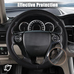 Aimato Customized Steering Wheel Cover for Honda Accord 2013-2017/Pilot 2016-2018/Crosstour 2013-2015, Thin,Anti-Slip,Scratch-Resistant Exclusive Car Accessory for Honda, Black