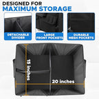 EcoNour Trunk Organizer for Car | SUV Collapsible Cargo Storage Box with Detachable Dividers, Mesh Pockets & Adjustable Straps